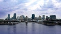 Montreal port and skyline Royalty Free Stock Photo