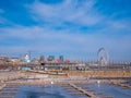 Montreal, QC, Canada. January 2020. Shot of the popualr Old Port of Montreal during a warm winter day