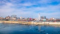 Montreal, QC, Canada. January 2020. Shot of the popualr Old Port of Montreal during a warm winter day
