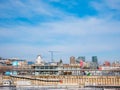 Montreal, QC, Canada. January 2020. Shot of the popualr Old Port of Montreal during a warm winter`s day