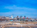 Montreal, QC, Canada. January 2020. Shot of the popualr Old Port of Montreal during a warm winter`s day