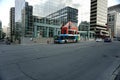 Montreal, QC, Canada - 7-14-2021: stm bus at Sherbrooke street west after the ease of the lockdown of coronavirus and Montreal Royalty Free Stock Photo