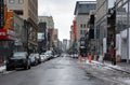 Downtown Montreal Saint Catherine street almost empty