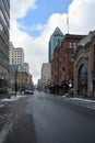 Downtown Montreal Saint Catherine street almost empty