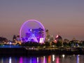 Montreal Quebec Canada. August 2021. Night City View on the old Port of Montreal, Quebec, Canada Royalty Free Stock Photo