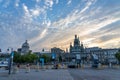 Old Port of Montreal street view at dusk. Montreal, Quebec, Canada Royalty Free Stock Photo