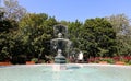 The cast-iron fountain is situated in Saint-Louis Square