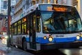 Montreal Quebec Canada February 3 2020: STM transit bus parked at side of road