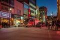 Montreal, Quebec, Canada - March 11, 2016: Evening in downtown Montreal city, early sunset. Image can have grain or noise when vie