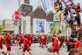 Montreal, Quebec, Canada - May 21, 2017: The little girl giant marionette les Geants and lilliputians of the Royal de Luxe