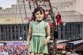 Montreal, Quebec, Canada - May 21, 2017: Place des Festivals - open-air event space. Little girl giant