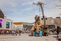 Montreal, Quebec, Canada - May 21, 2017: Sleeping deep-sea diver giant marionette