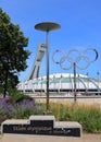 Montreal Olympic Stadium tower olympic rings cauldron. Royalty Free Stock Photo