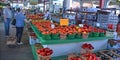 People buy groceries at Jean-Talon Market Royalty Free Stock Photo