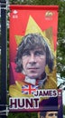 Sign F1 race car champion in 1976 James Hunt