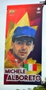 Sign F1 race car champion in 1985 Michele Alboreto Royalty Free Stock Photo