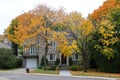 Typical canadian house in fall landscape Royalty Free Stock Photo