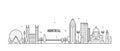 Montreal skyline Canada city buildings line vector