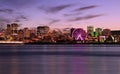 Montreal skyline at dusk and Saint Lawrence River in Canada Royalty Free Stock Photo