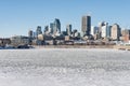 Montreal Skyline and Frozen St Lawrence river