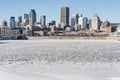 Montreal Skyline and Frozen St Lawrence river