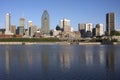 Montreal skyline and Lachine Canal Royalty Free Stock Photo