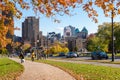 Montreal Skyline from Park Avenue, in the fall season Royalty Free Stock Photo