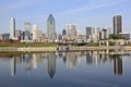 Montreal skyline reflected into Lachine Canal, Canada Royalty Free Stock Photo