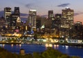 Montreal skyline and Saint Lawrence River at dusk Royalty Free Stock Photo