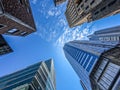 Montreal skyline seen from streets looking up at buildings Royalty Free Stock Photo