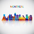 Montreal skyline silhouette in colorful geometric style.