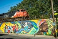 Montreal street and train, Canada