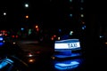 Montreal taxi at night in the street Royalty Free Stock Photo