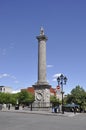 Montreal 26th June: Nelson Column from Place Jaques Cartier of Montreal in Canada