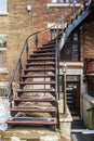 Montreal typical outside stairs of the Plateau Mont-Royal borough Royalty Free Stock Photo