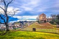 Montreux and Lake Geneva view fron the hill Royalty Free Stock Photo