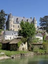 Montresor village and castle seen from the Indrois river, France