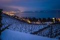 Montreux at night with view on Geneva lake Royalty Free Stock Photo