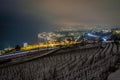 Montreux at night with view on Geneva lake Royalty Free Stock Photo