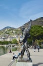 Montreux, Switzerland - April 12, 2022: Statue of Freddie Mercury, the British singer of the rock band name Queen, locates on the