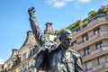 Montreux, Switzerland - July 26, 2019: Famous sculpture of Freddie Mercury, singer of the famous band Queen. Farrokh Bulsara, born Royalty Free Stock Photo