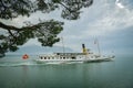Historic steamer on Lake Geneva close to Montreux, Switzerland