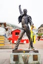 Montreux, Switzerland -OCTOBER 22, 2019 :The statue Freddie Mercury is the singer of Queen band at Geneva lake, Montreux,