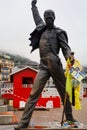 Montreux, Switzerland -OCTOBER 22, 2019 :The statue Freddie Mercury is the singer of Queen band at Geneva lake, Montreux,