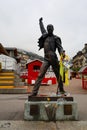 Montreux, Switzerland -OCTOBER 22, 2019 :The statue Freddie Mercury is the singer of Queen band at Geneva lake, Montreux,