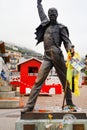 Montreux, Switzerland -OCTOBER 22, 2019 :The statue Freddie Mercury is the singer of Queen band at Geneva lake, Montreux,