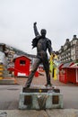 Montreux, Switzerland -OCTOBER 22, 2019 :The statue Freddie Mercury is the singer of Queen band at Geneva lake, Montreux,