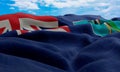 Montserrat flag in the wind. Realistic and wavy fabric flag. 3D rendering