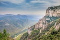 Montserrat green rocks near the Montserrat abbey, Catalonia