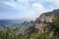 Montserrat green rocks near the Montserrat abbey, Catalonia